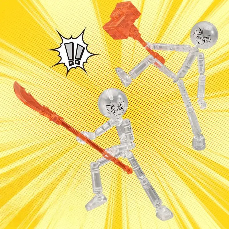 Novelty Action Figure Stickman Assembled Robot Movable Multi-jointed Qme A5