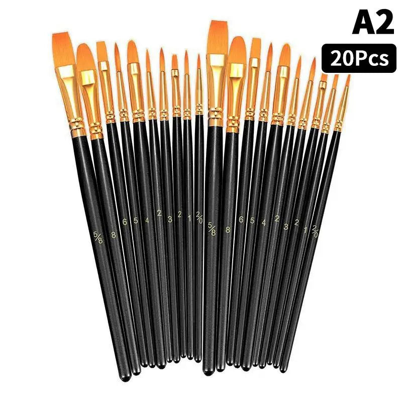 Detail Painting Brushes Professional Round Flat Nylon Hair Watercolor Qme A2