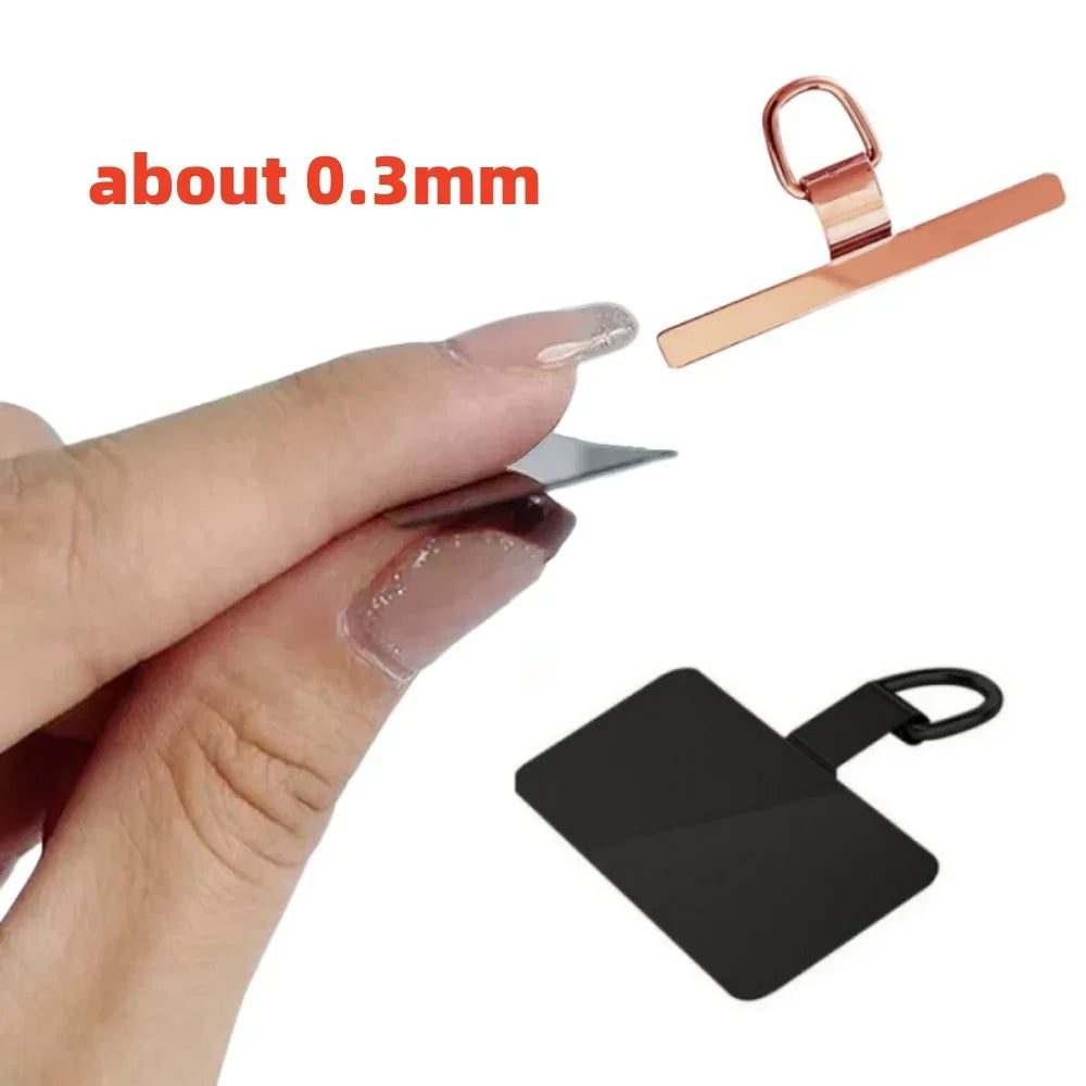 4pcs Stainless Steel Ultrathin Cellphone Lanyard Connectic Clip Hanging Strap Mobile Phone Safe Connect Piece Phone Accessories Qme