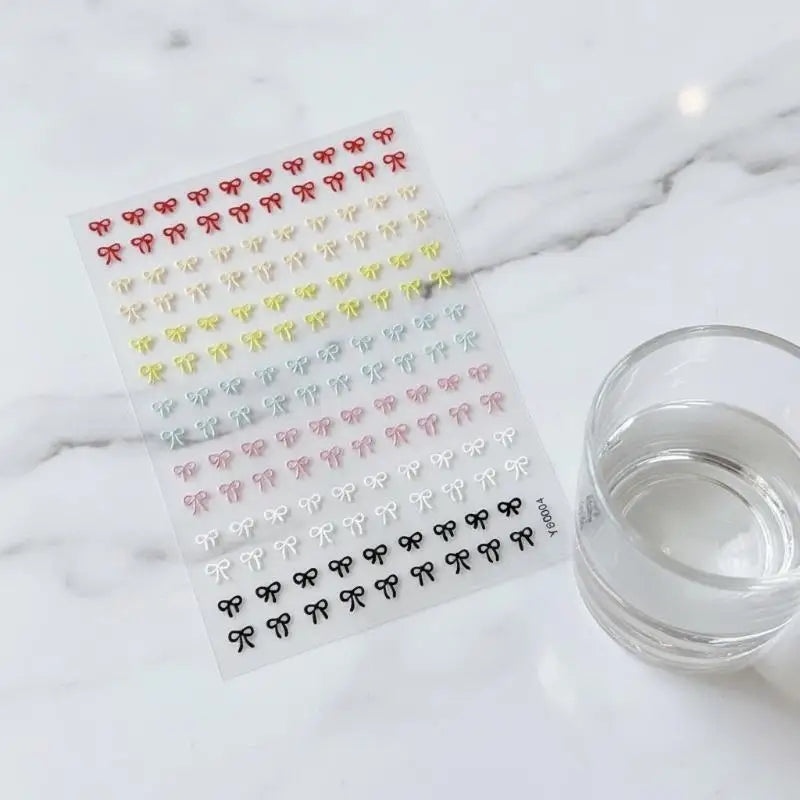 3D Mini Bow Nail Art Stickers Self Adhesive Multicolor Lovely Qme