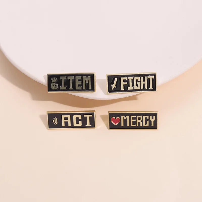 Red Heart Mercy Badge Enamel Pins Undertale Game ACT ITEM Brooches Metal Lapel Badge Funny Jewelry Gift for Friend Wholesale Qme