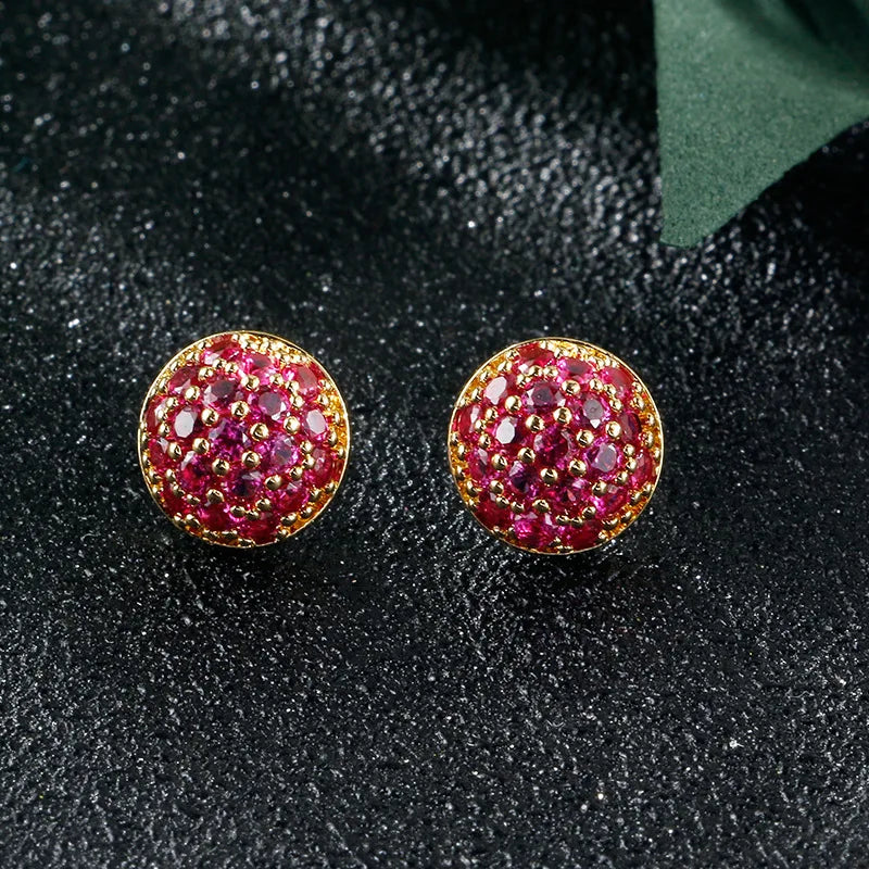 Hot Sale Women’s Stud Earrings - Copper Inlaid Zircon Niche Elegant Jewelry Crystal Rings Modern Bridal Wedding Trendy Jewelry Qme Fuchsia