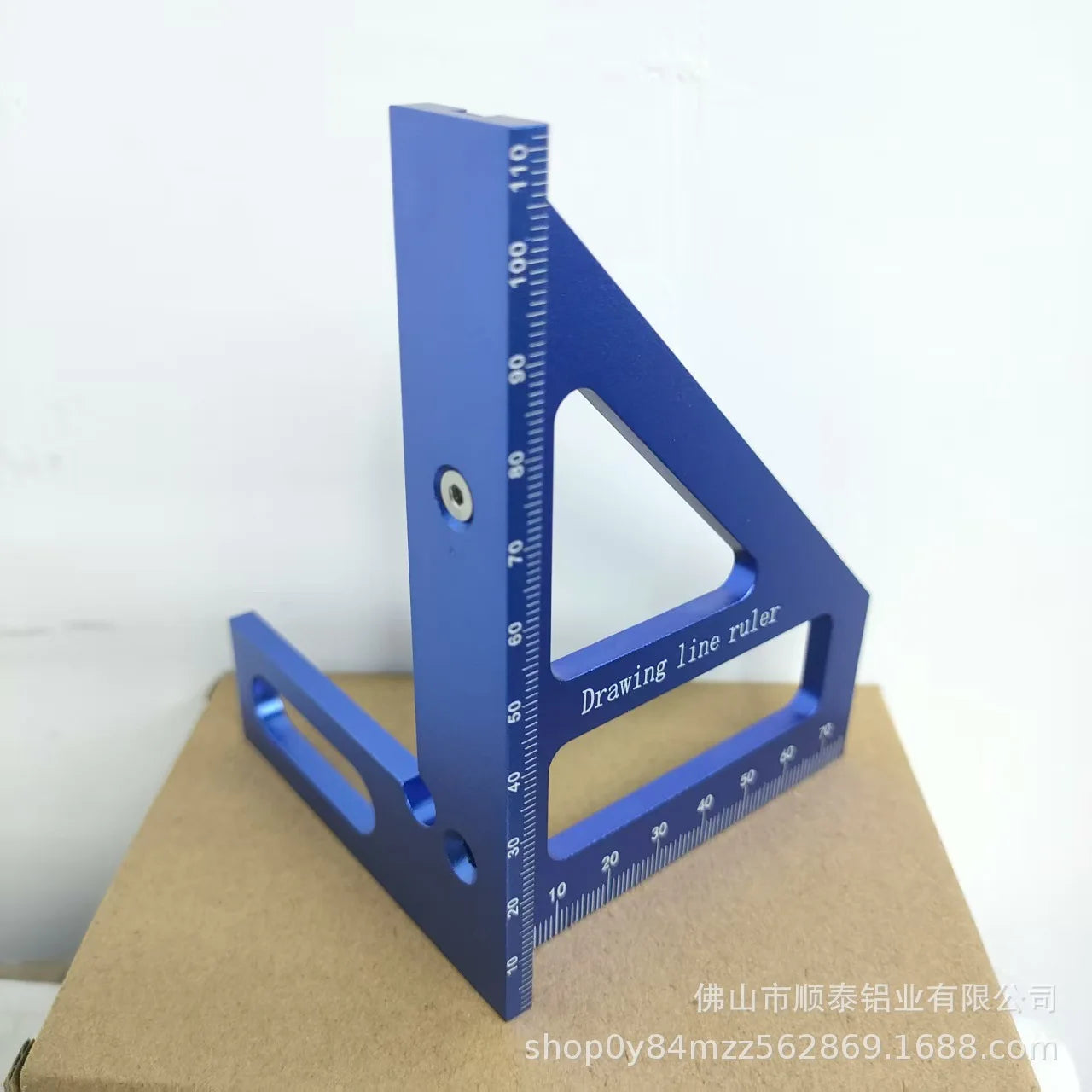 Aluminum Alloy Triangle Scribing Ruler 45/90 Degree Woodworking Layout Measuring Tool Precise Marking Square Drawing Line Ruler Qme Blue 1pc
