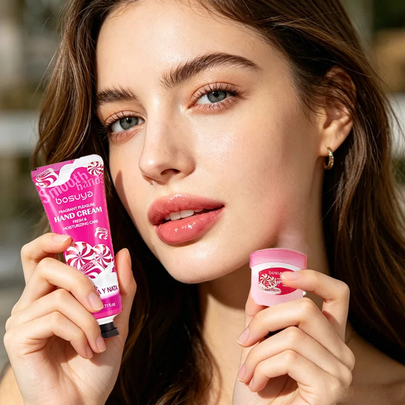 Fragrant Hand Cream+lipstick Deep Moisturizing Bright Lip Care Hands Qme