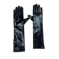 Simple Solid Color Patent Leather Gloves Elastic Shiny Long Gloves Sun Protection Lolita Women Mittens Halloween Cosplay Qme Black