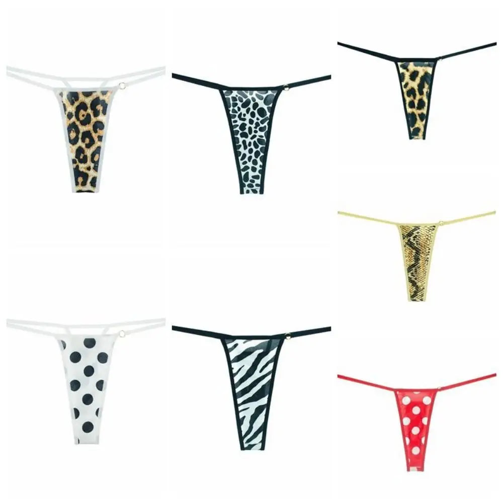 Lingerie Seamless Women Thongs Dots Low Waist T-back Briefs Ice Silk Qme