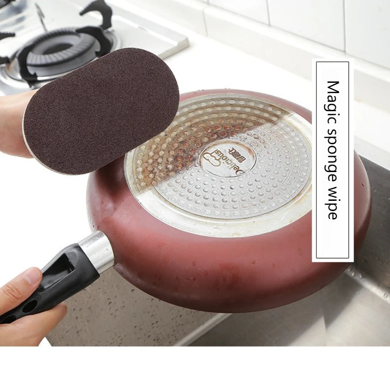 Emery Sponge Wipe Handle Pot Bowl Cleaning Decontamination Black Dirt Qme