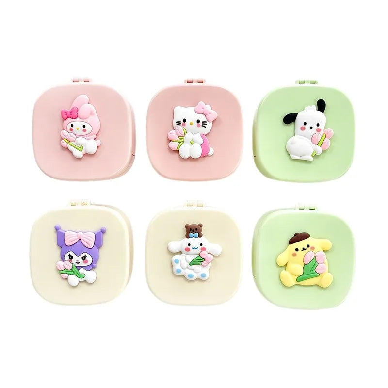 Hello Kitty Kuromi Jewelry Box, Portable Home Makeup Case, Student Bangs Comb and Folding Mirror Comb Storage Box Qme