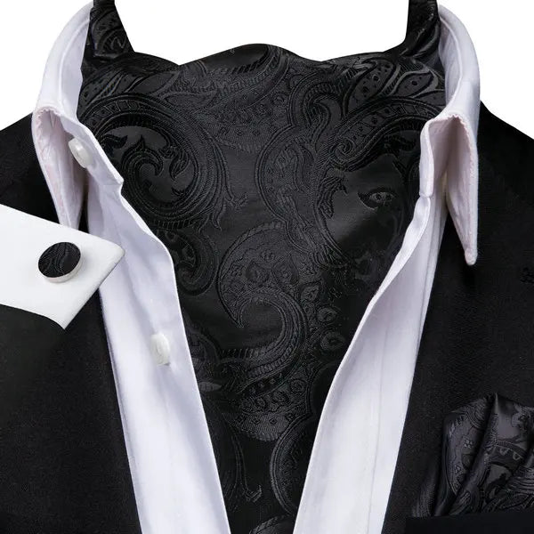 Men's Ascots Fashion Luxury Floral Cravat Cufflinks Handkerchiefs Qme LDAS1158