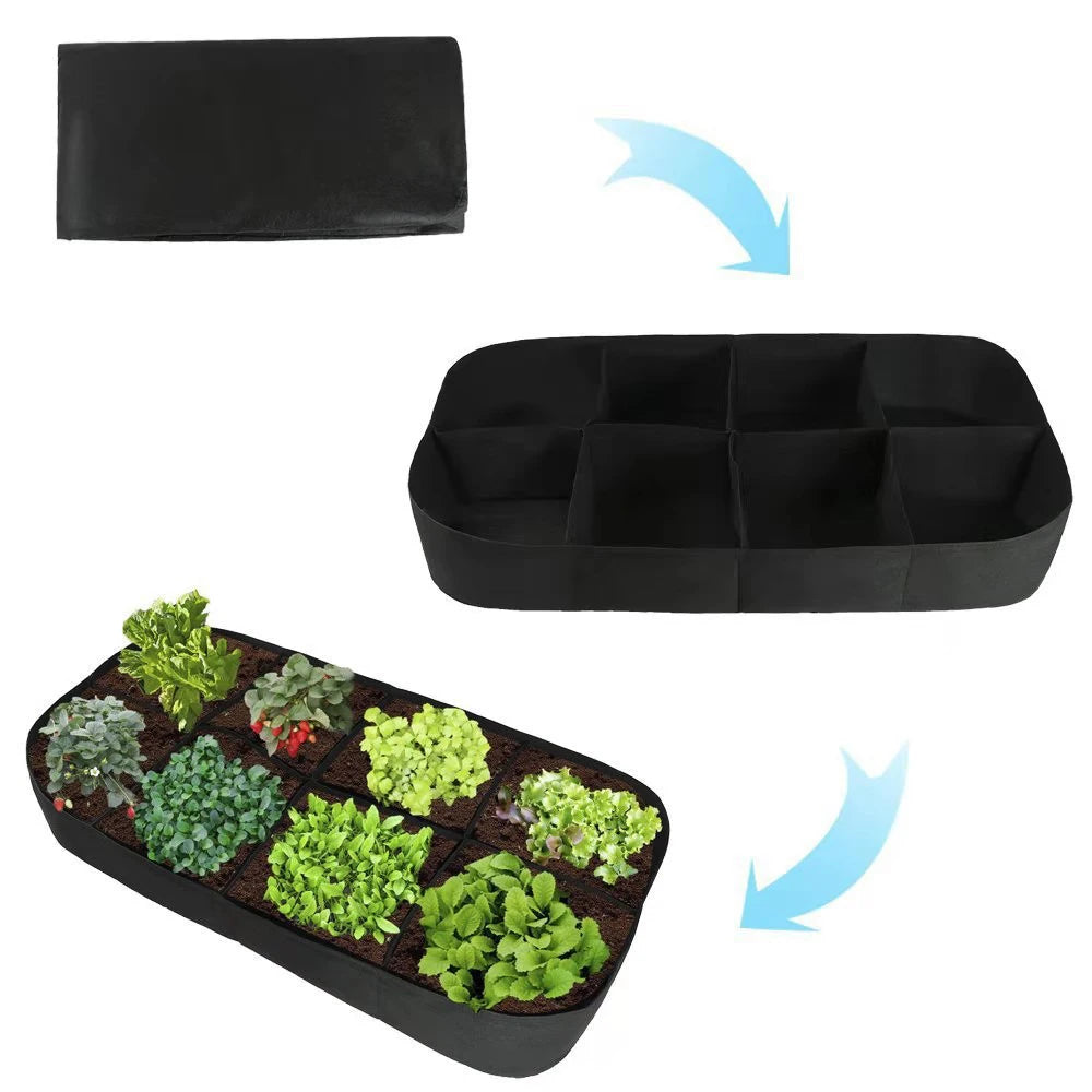 Growing Bag Garden Planting Bag Multi-gird Felt Rectangle Planting Nursery Pot Vegetable Tomato Potato Planting Container Plant Qme