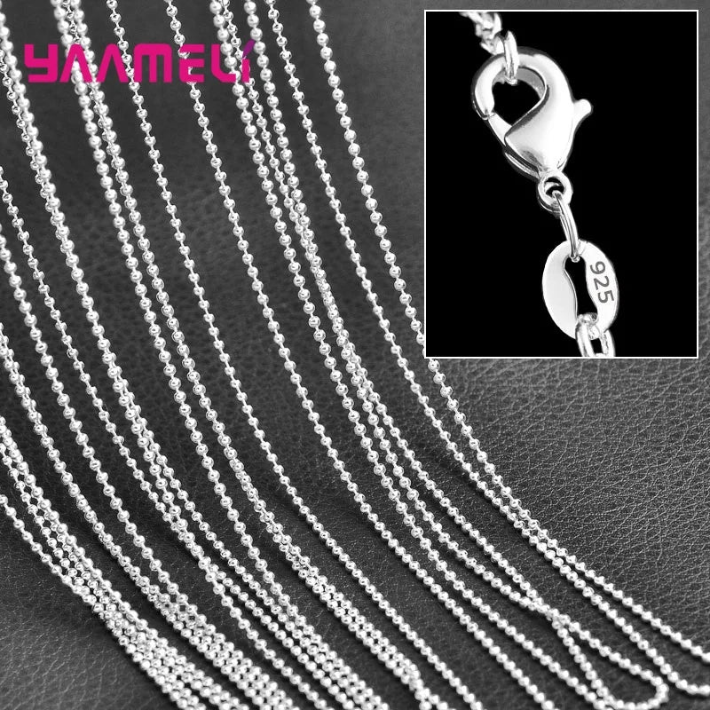 5PCS Wholesale Pure 925 Sterling Silver Color Charm Link Chain Necklace Jewelry with Strong Smooth Lobster Clasps 16-30 Inches Qme Model 3 20 Inch 50CM