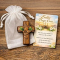 Small Pocket Prayer Cross Card Portable Wooden Bag Easter Christmas Qme B