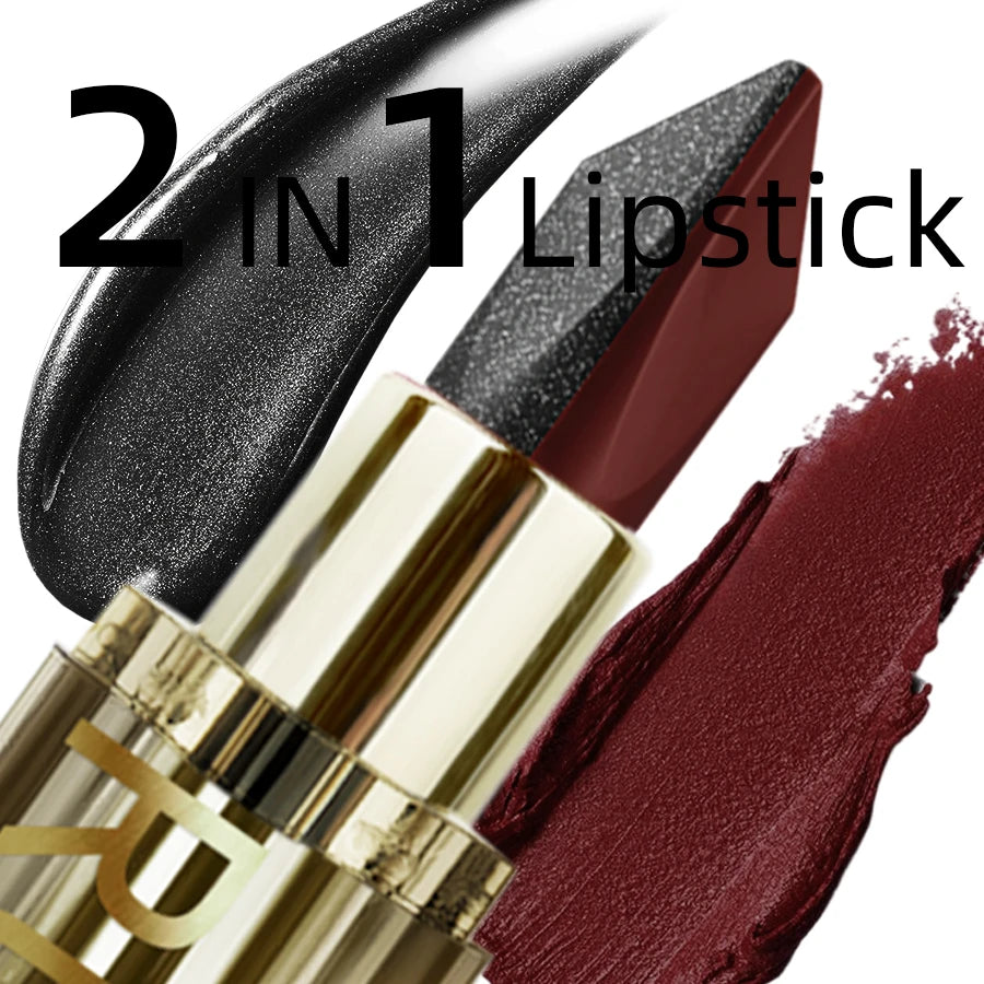 Glitter Waterproof Two-tone Lipstick Matte Non-stick Pearlescent Qme