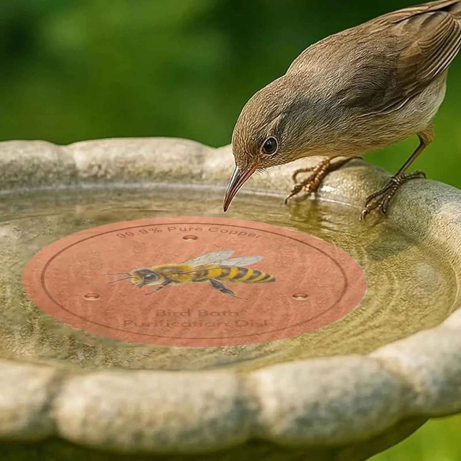 Bird Bath Purification Disk Bee Pattern Filtration Ornaments Metal Bird Bath Purification Disk For Outdoor Garden Deck Patio Qme