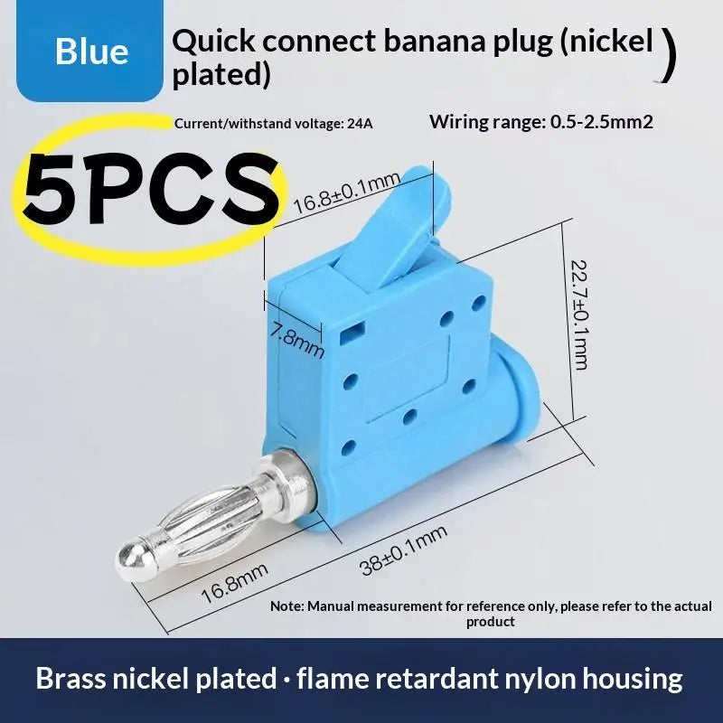 1 24A Current Quick Wire Connector Solderless Banana Plug Audio Qme Black 5PCS