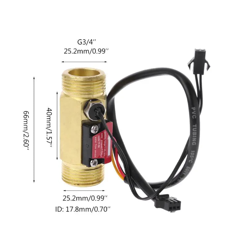 G3 4 Flow Sensor Water Switch Temperature Detection Turbine Liquid Qme