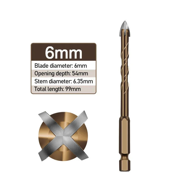 Hard Metal Hex-Shank Drill Bit Sets Tungsten Carbide Hole Cutter Tool For Wall Brick Glass Tile 3mm-12mm Qme Concrete Bit 6mm