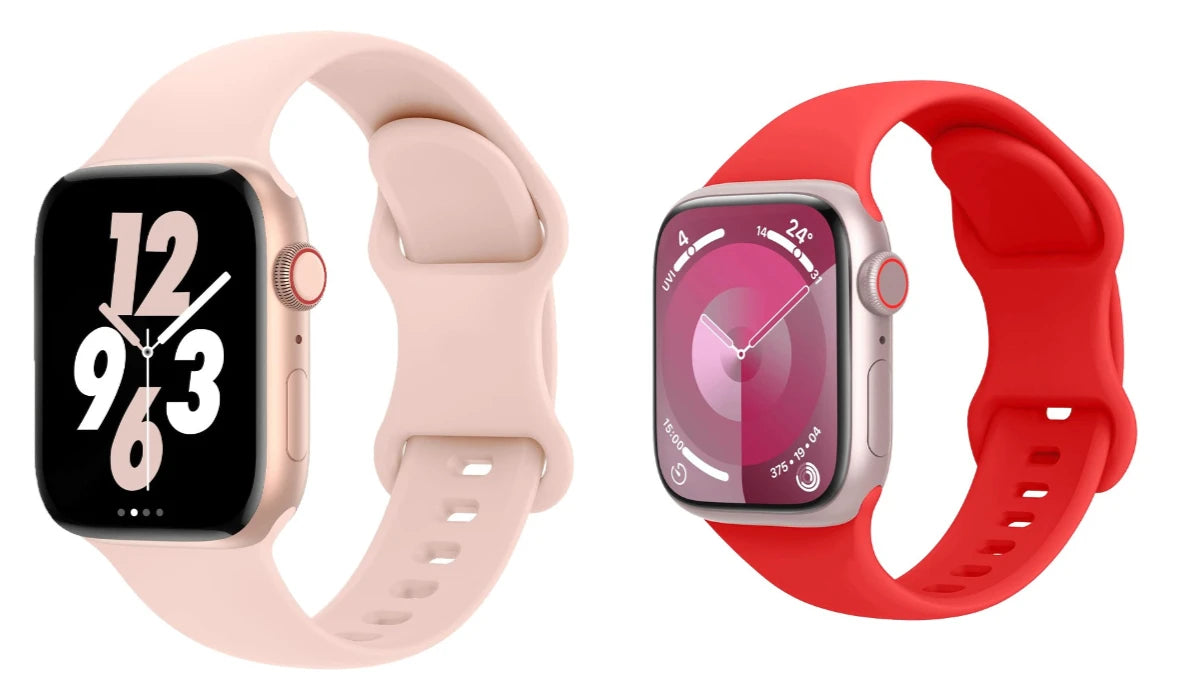 Silicone Band For Apple Watch strap 44mm 45mm 40mm 41mm Iwatch series Apple Watch band series 38 39 40 41 Qme Pink-Red 42 44 45 49 S10 46MM