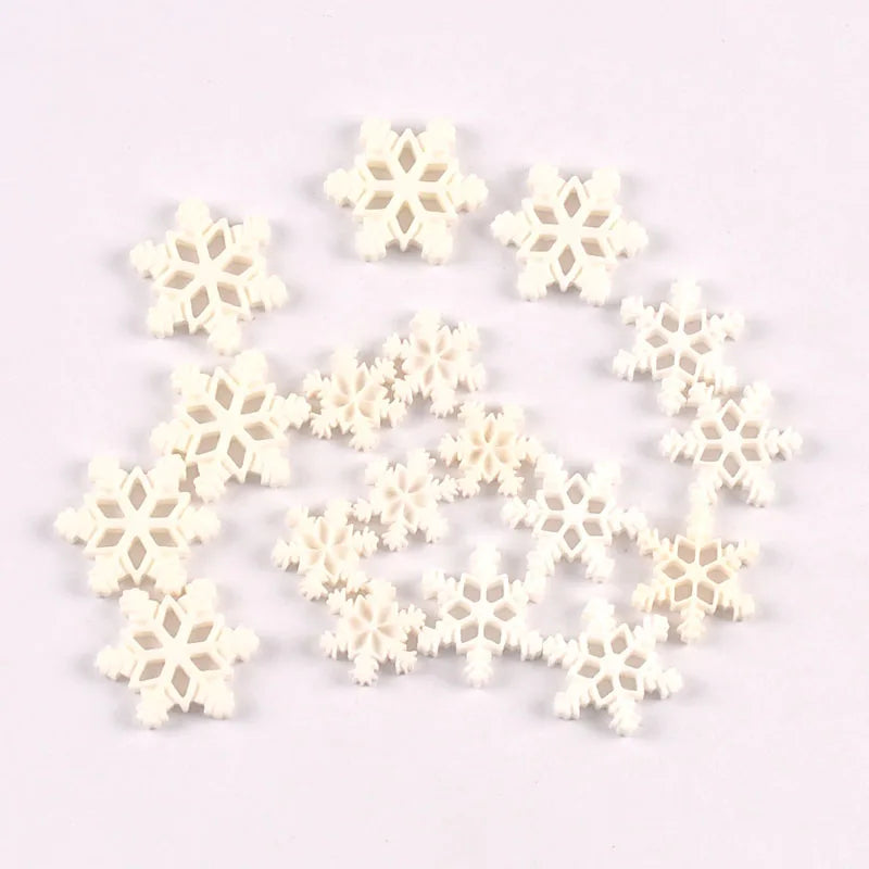 30pcs/lot 18/23/27mm Christmas White Snowflake Resin Flatback Embellishments DIY Supplies Handmade Crafts Party Home Decor c4123 Qme 2.3cm