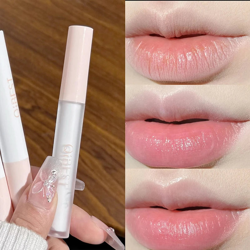 QIBEST 6Pcs/Box Matte Lipstick Sets And Mirror Watery Lip Glaze Lasting Lip Makeup Sets Moisturizing Lipgloss Necklace Gift Qme