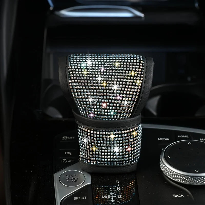 1pc Luxury Bling Car Gear Shift Cover Sparkling Rhinestone,Fit for Most Vehicles,Adds Glamour to Your Ride,Bling Car Accessories Qme