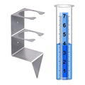 A02F-Rain Gauge With Stainless Steel Mounting Rack Holder-Rain Gauge For Outdoor For Yard Garden Fence Lawn Patio Farm Qme Silver Transparent