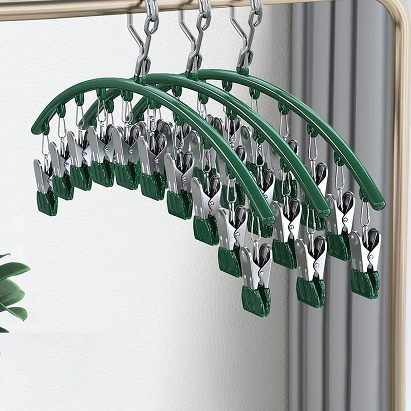 Underwear Socks Holder Stainless Steel Clothes Drying Hanger Metal Qme Green