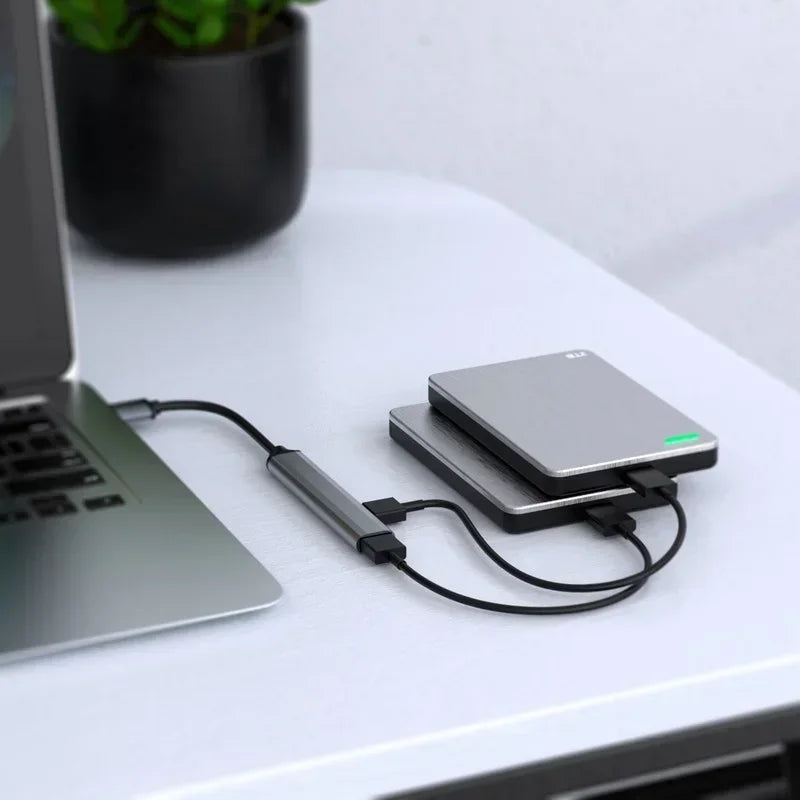 4 Ports USB 3.0 Hub Mini Aluminum Alloy Quick Charger Adapter Splitter Portable 5Gbps Power Supply HUB for Laptop Mouse USB Hub Qme