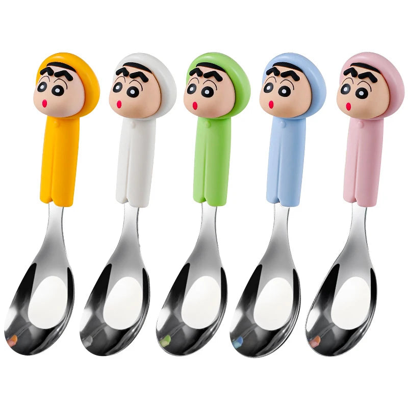 Crayon Shin-chan 304 Stainless Steel Raincoat-Shaped Spoon Cartoon-Themed Eating Spoon Baby Food Spoon Qme