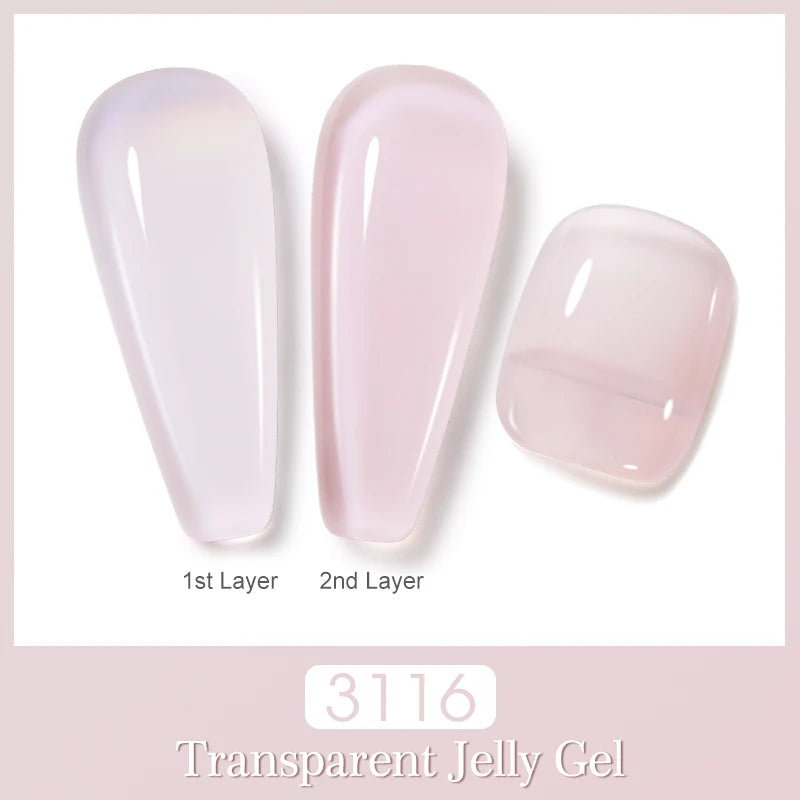 Arte Clavo Jelly Gel Polish Semi-transparent Pink Nude Clear DIY Nail Qme 3116