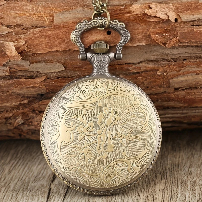1pc Vintage Shield Pentagram Design Quartz Pocket Watch Qme