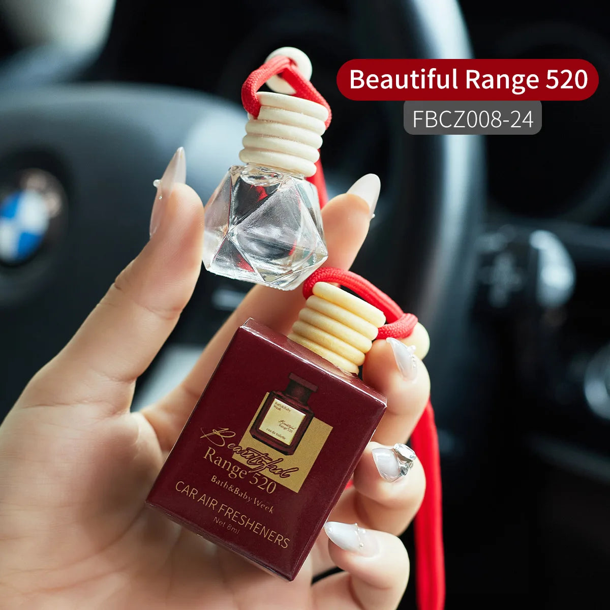 Car Perfume Long-lasting Fragrance Hanging Cord Air Freshener Qme Beautiful Range 520 8ml