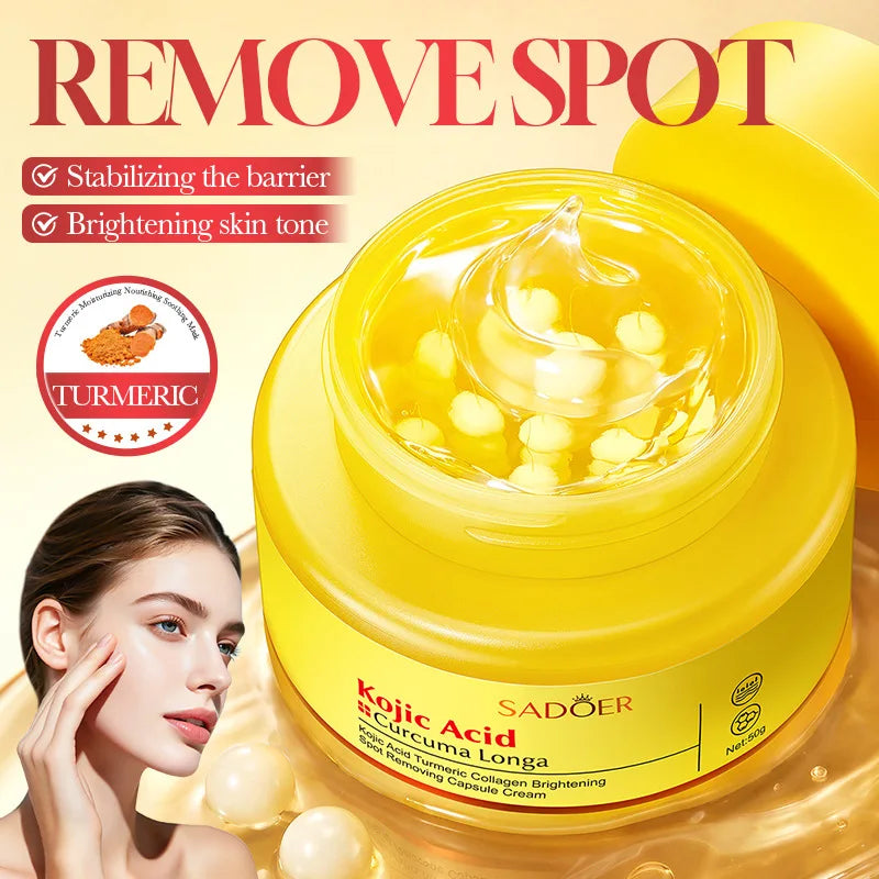 Curcuma Kojic Acid Collagen Capsule Face Cream Deeply Moisturize Qme