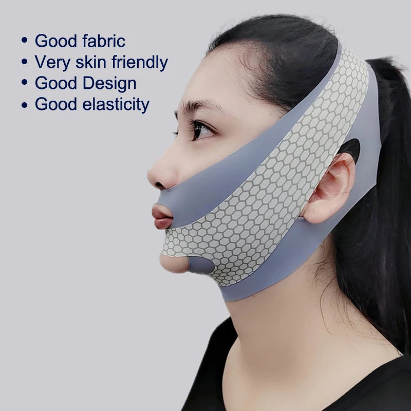 V Shaper Facial Slimming Bandage Relaxation Shape Lift Reduce Double Qme grey