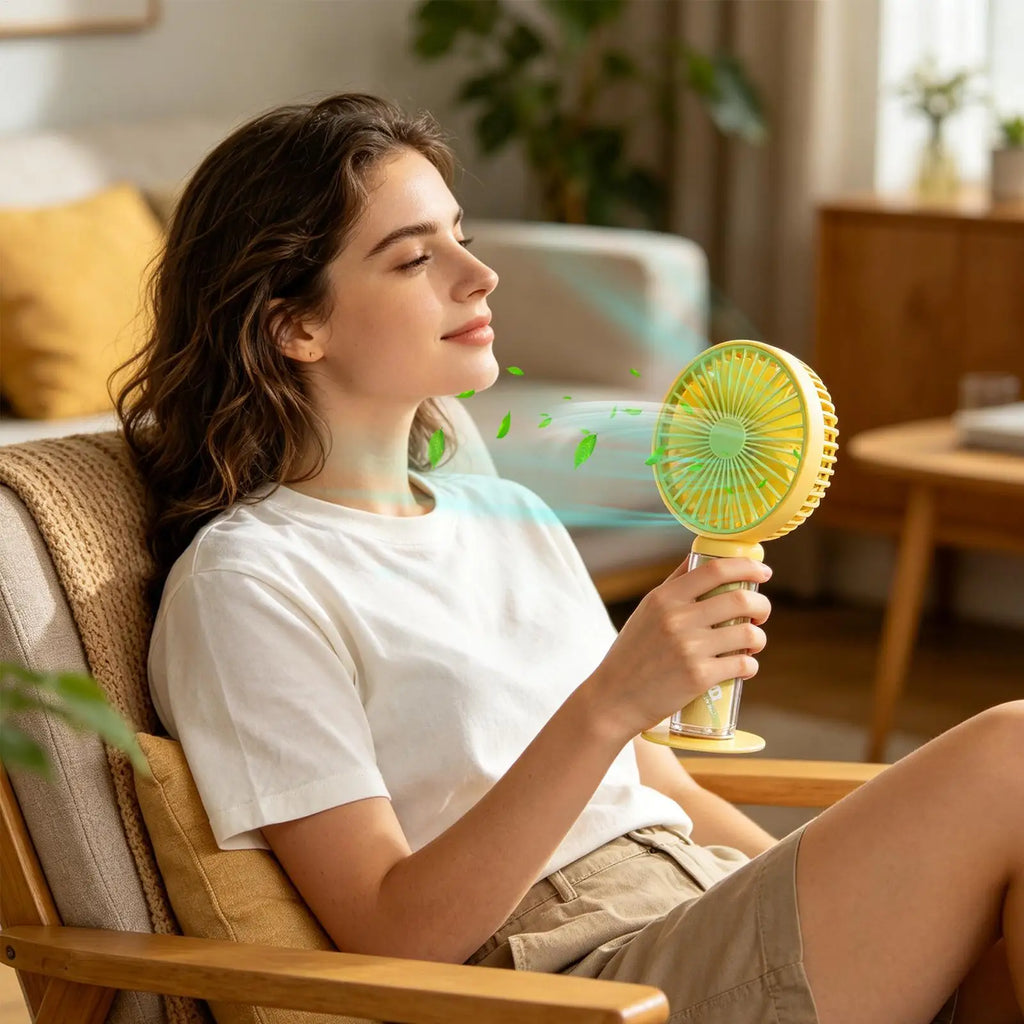 Handheld Fan 3 Speeds Air Blower Device Rechargeable Portable Fan for Travel Vacation Camping Hiking Backpacking Beach Picnic Qme