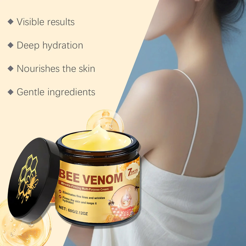 Bee Venom Firming Cream for Sagging Skin Lifting Tightening Anti Wrinkle Fade Fine Lines Hydrating Multi Action Body Cream Qme