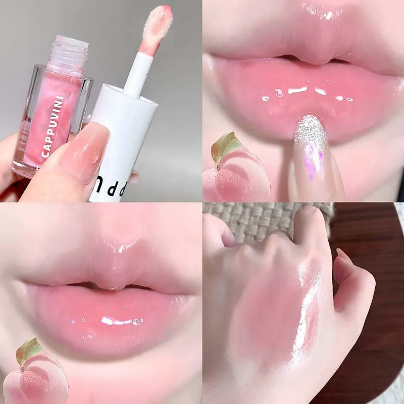 Temperature Changing Lip Gloss, Waterlight Icy Mirror Finish Lip Stain, Natural Color Enhancing Lip Balm, Hydrating Non-Sticky Qme 05 peach