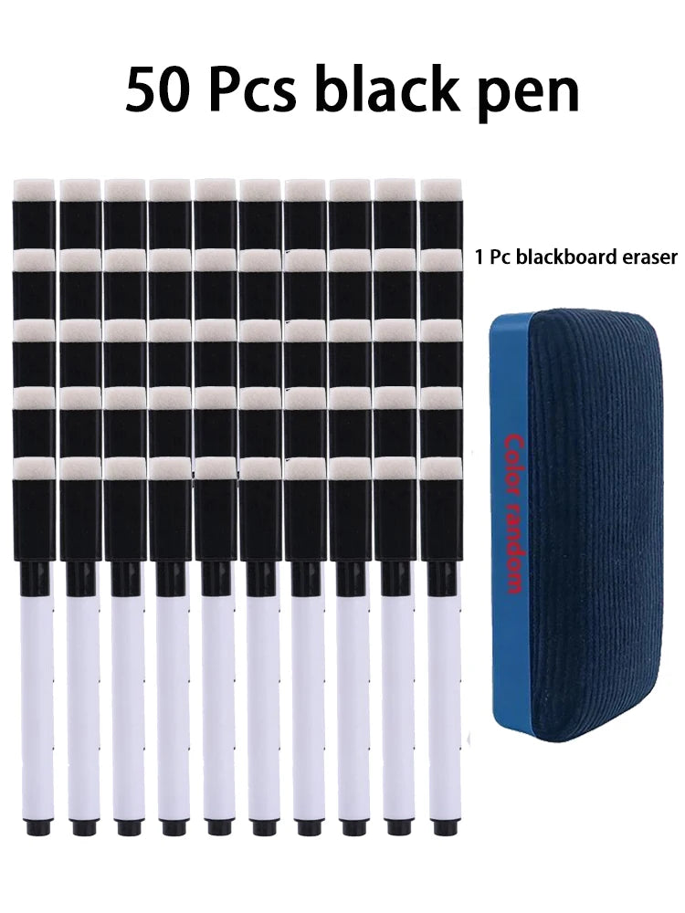 Magnetic Black/White Dry Erase Markers with Eraser Cap White Board Dry erase Markers Classroom Dry Wipe Pens for Office School Qme 50 black 1 Eraser