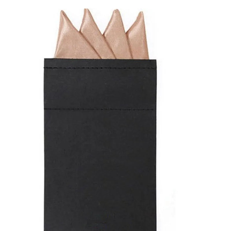 Men's Pre-folded Pocket Square Card Triangles Wedding Groom Party Qme Beige