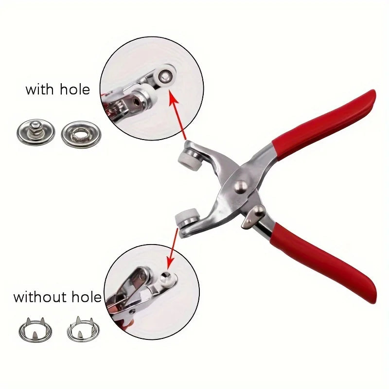 200PCS Stainless Steel Snap and Fastener Pliers Kit - Easy-to-Use DIY Clothing Button Mounting Kit for Safe and Durable Fastenin Qme