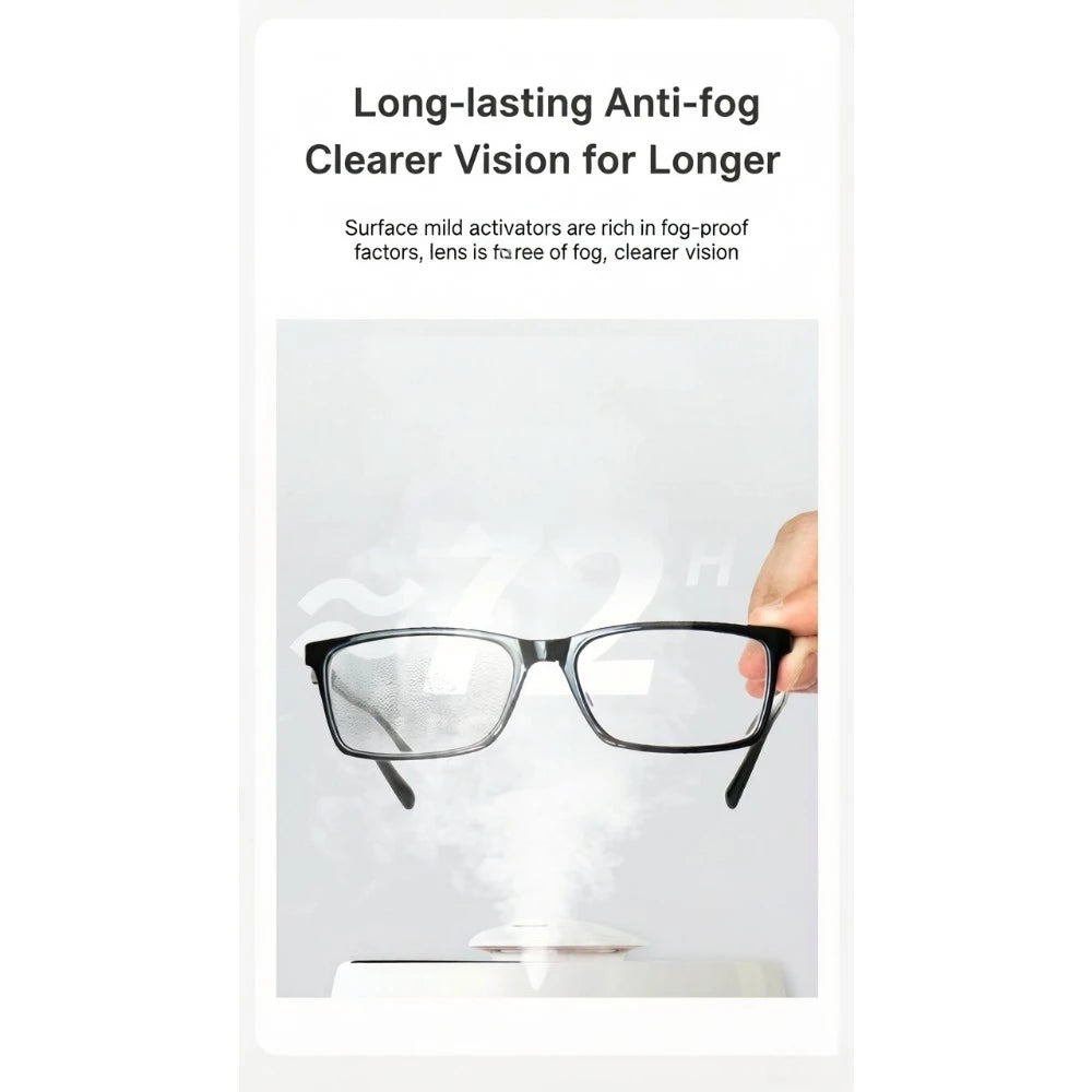 The eyeglass defogging wet wipes quickly dissolve water vapor and effectively block fog, making the lenses clear and not blurry Qme