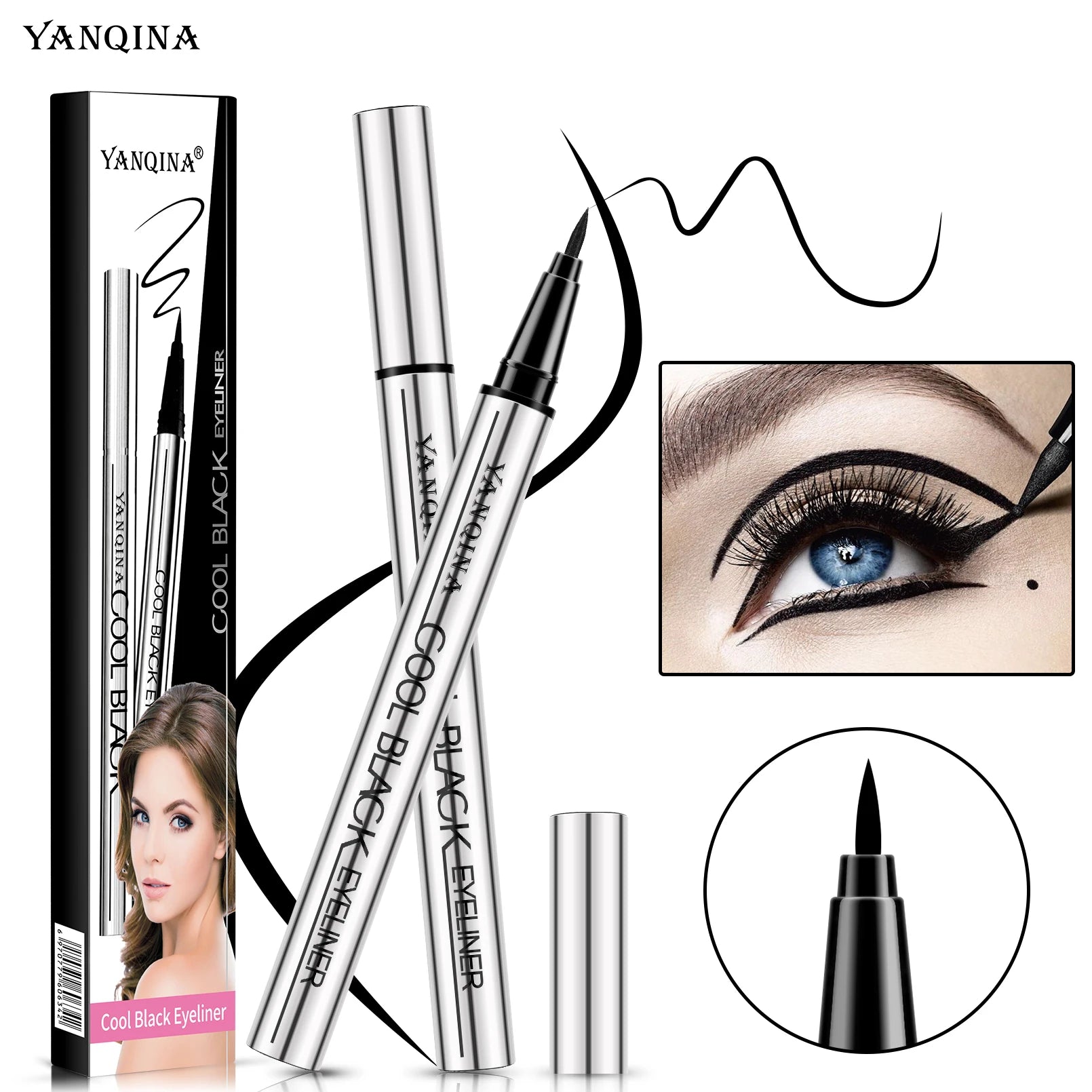 Quick-dry Eyeliner Pencil Makeup Long Lasting Smooth Matte Eye Liner Waterproof Anti Smudge Liquid Eyeliner Pen Eyes Cosmetics Qme