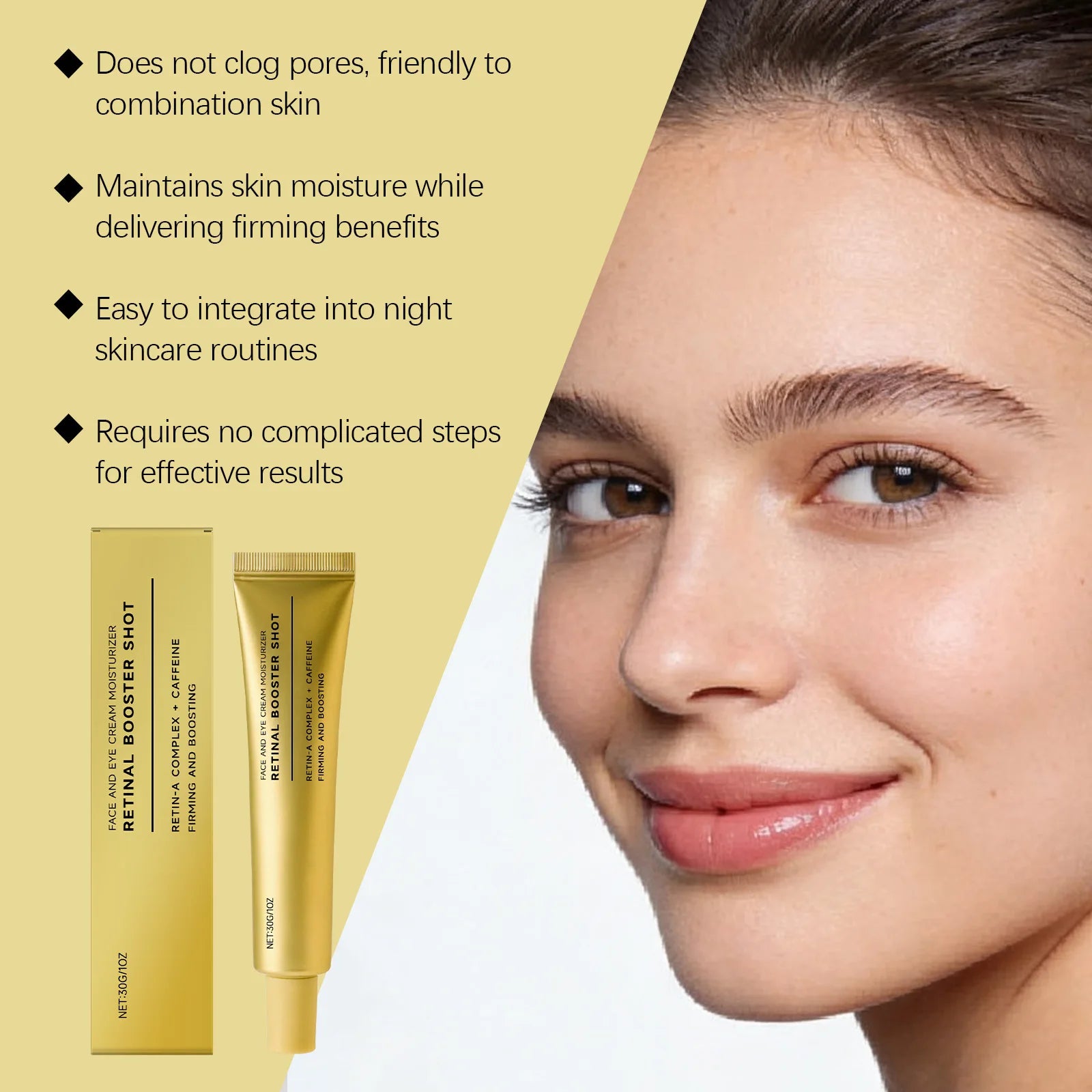 Retinol Firming Cream with Caffeine Tighten Skin Elasticity Strengthened Barrier Protection Rejuvenate Shrinks Pores Brighten Qme