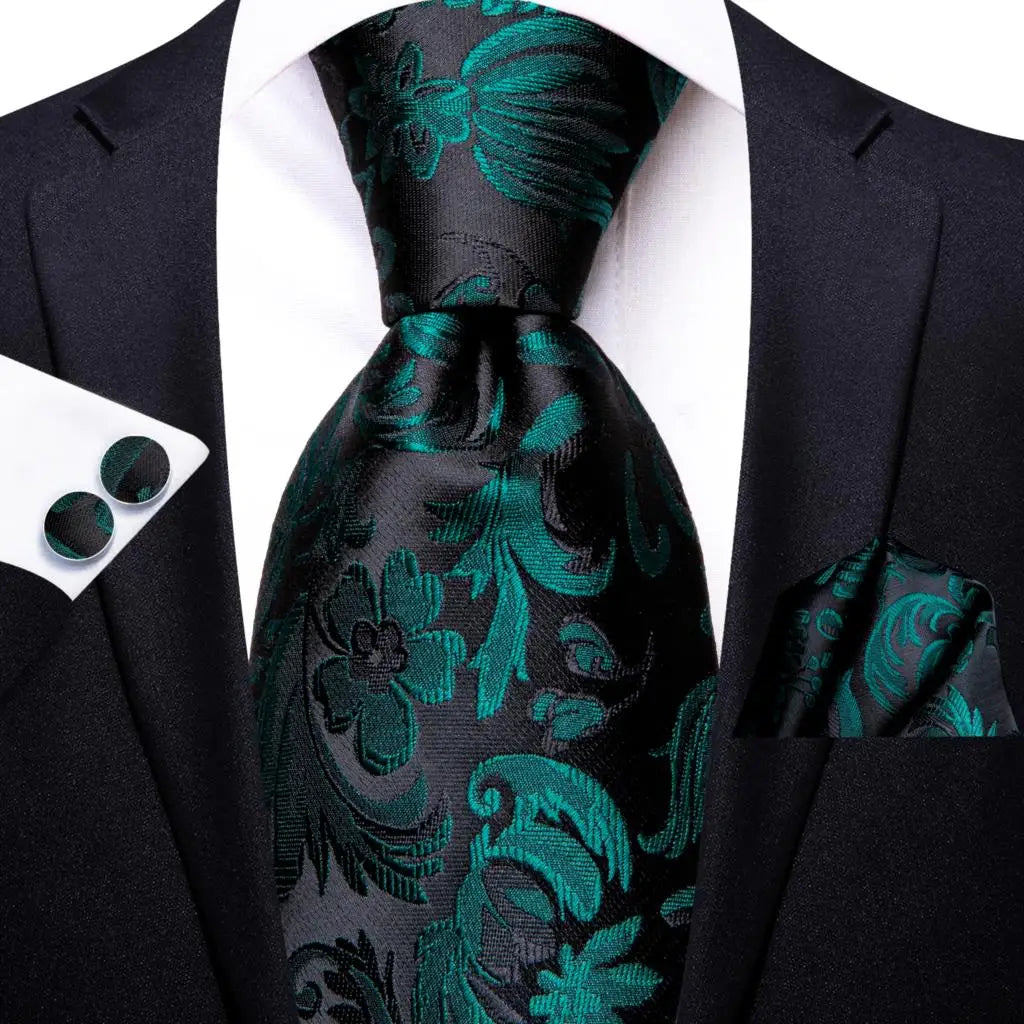 Dark Green Paisley Plaid Tie Men Groom Wedding Sage Mint Necktie