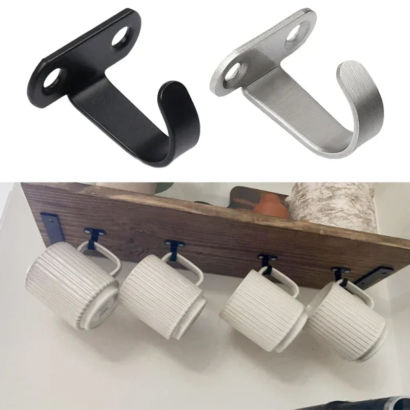 5Pcs Stainless Steel Screw Mounted Ceiling Hooks, Under-Shelf Towel, Heavy Duty Hanger For Bathroom Cabinet Garage Qme