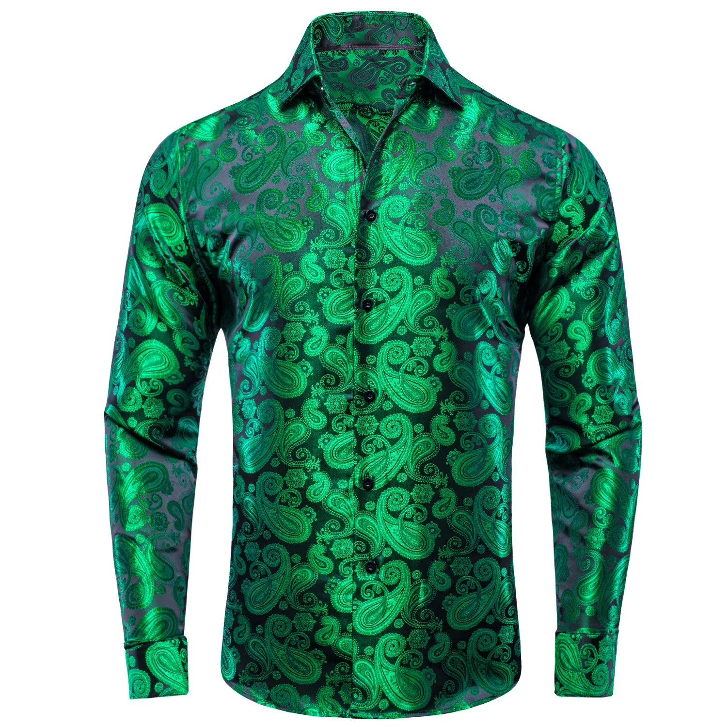 Hi-Tie Jacquard Paisley Mens Dress Shirts Long Sleeve Lapel Suit Shirt Casual Formal Blouse 10 Colors Wedding Business Party Qme CY-1097 XXXL