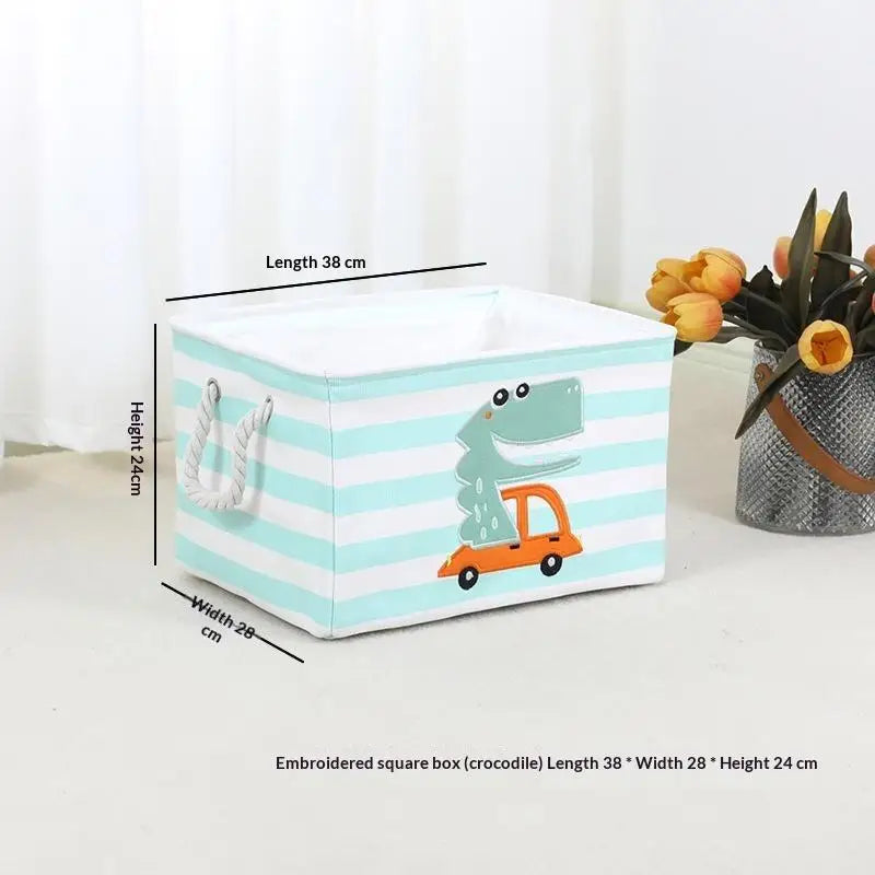 Cute Cartoon Embroidered Storage Baskets Large Capacity Stackable Design For Nursery Organizing Toys Clothes Qme A3 one size