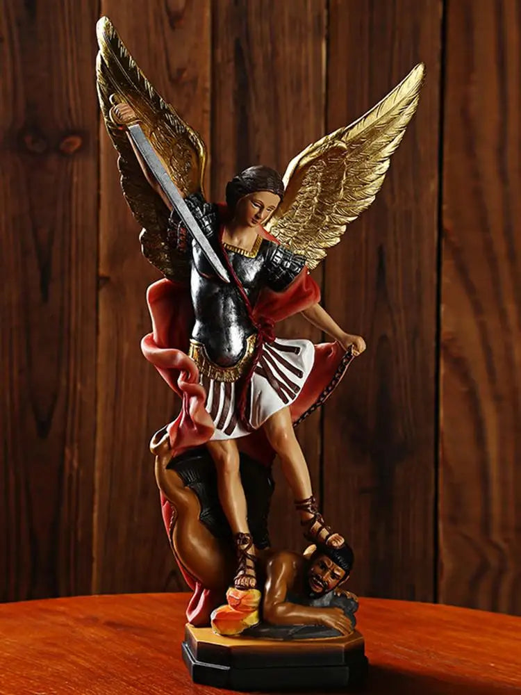 Archangel Michael Figurine St San Miguel Arcangel Colored Statue Qme