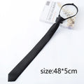 Black Unisex Zipper Ties Retro Silky Narrow Neck Tie Slim Smooth Qme C China Mainland