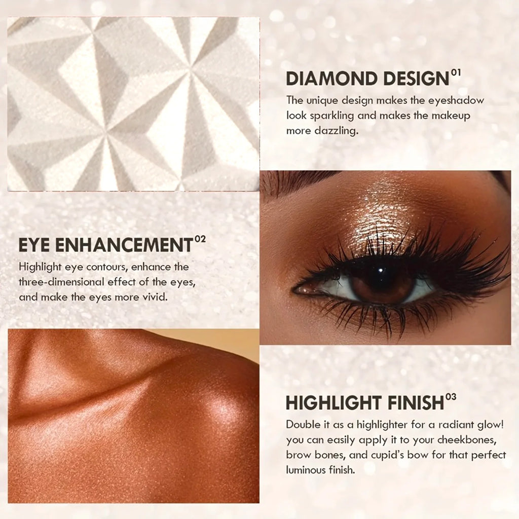 Shimmer Diamond Glow Highlighter 2-Color Palette Contour Brighten Qme